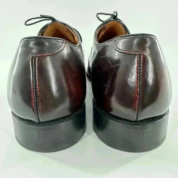 Johnston & Murphy Optima mens oxfords size 10.5 burgundy leather cap toe 90s